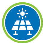 solar panel with sun