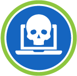skull coming out of laptop icon