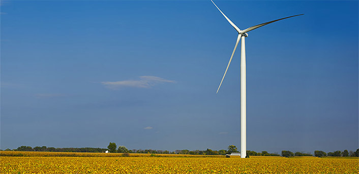 wind turbine in golden field